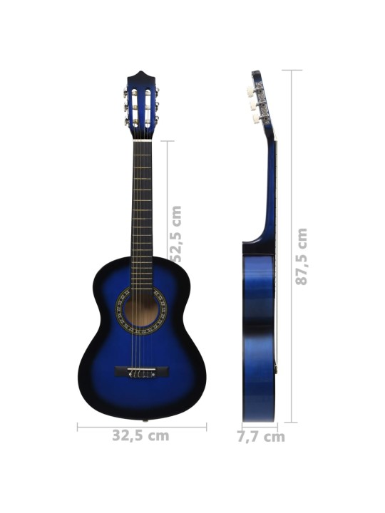 Klasická kytara pro začátečníci a děti modrá 1/2 34''