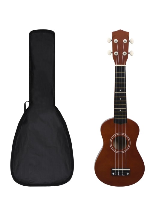 Set sopránové ukulele s obalem pro děti tmavé dřevo 21"