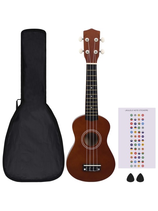 Set sopránové ukulele s obalem pro děti tmavé dřevo 21"