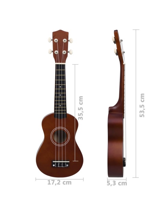 Set sopránové ukulele s obalem pro děti tmavé dřevo 21"