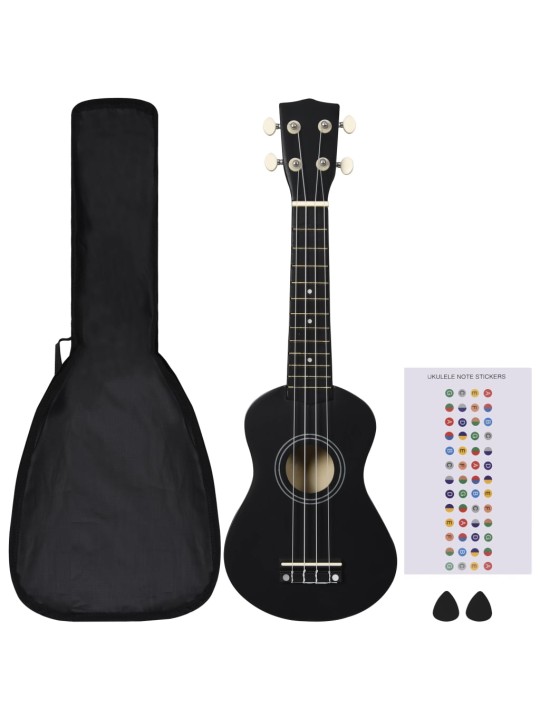 Set soprano ukulele s obalem pro děti černé 21"