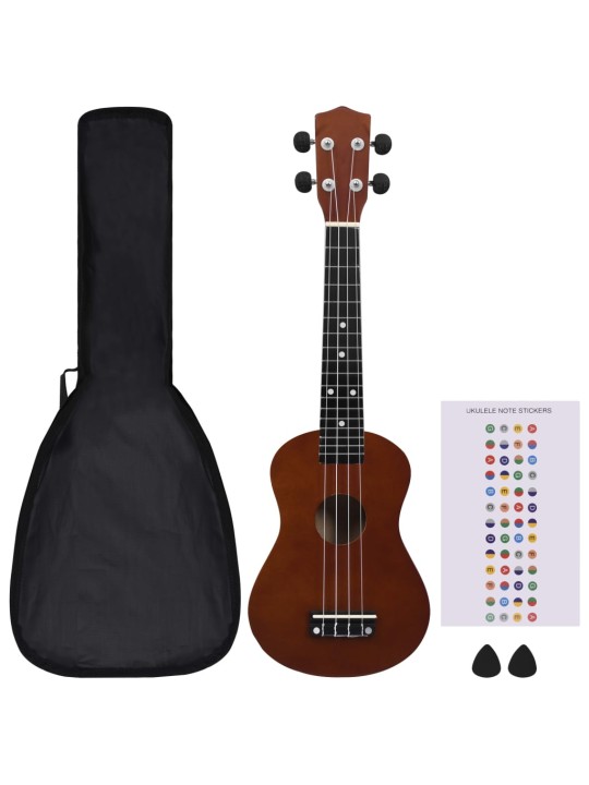 Set sopránové ukulele s obalem pro děti tmavé dřevo 23"