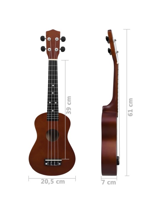 Set sopránové ukulele s obalem pro děti tmavé dřevo 23"
