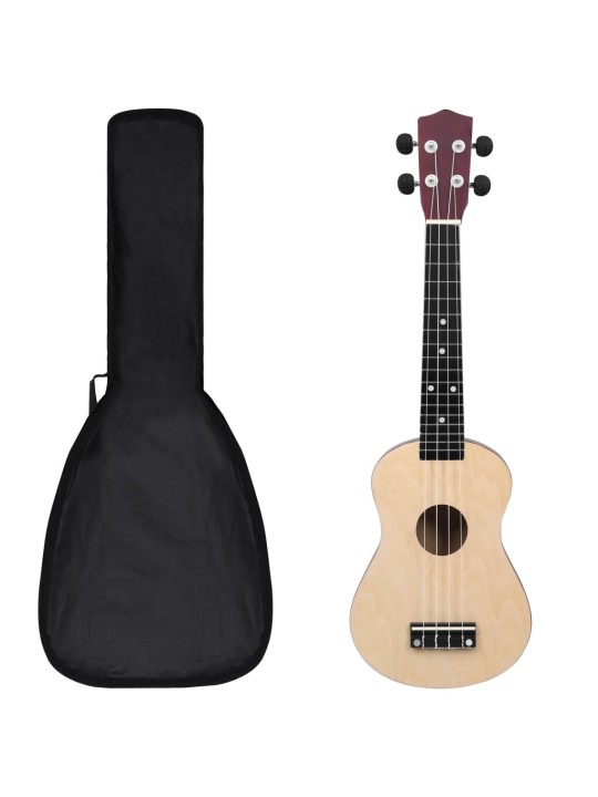 Set sopránové ukulele s obalem pro děti světlé dřevo 23"