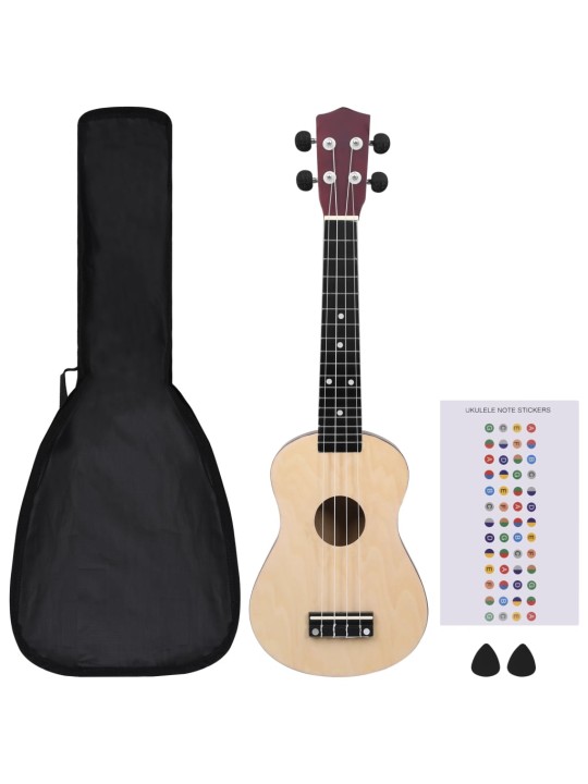 Set sopránové ukulele s obalem pro děti světlé dřevo 23"