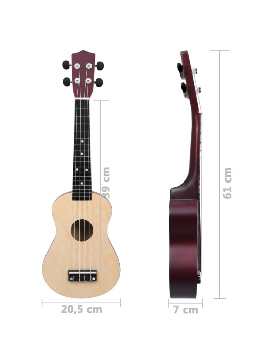 Set sopránové ukulele s obalem pro děti světlé dřevo 23"
