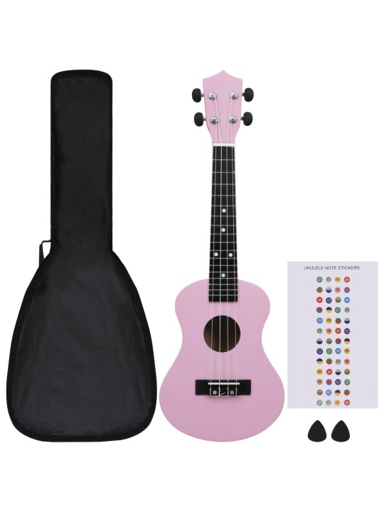 Set soprano ukulele s obalem pro děti růžové 23"