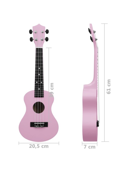 Set soprano ukulele s obalem pro děti růžové 23"