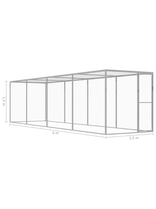 Klec pro kočky 6 x 1,5 x 1,5 m pozinkovaná ocel