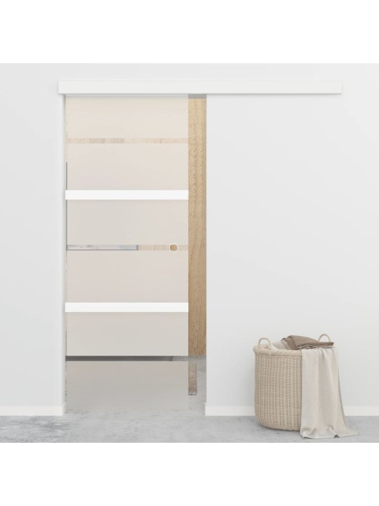 Posuvné dveře ESG sklo a hliník 76 x 212 cm stříbrné