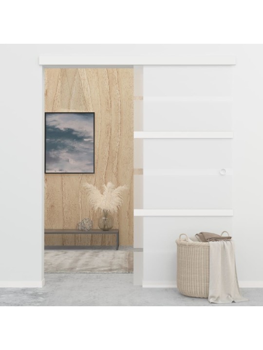 Posuvné dveře ESG sklo a hliník 90 x 205 cm stříbrné