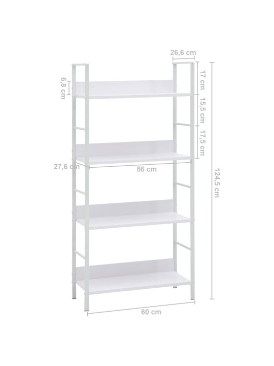 Knihovna se 4 policemi bílá 60x27,6x124,5 cm kompozitní dřevo