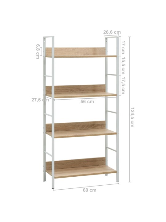 4patrová knihovna dub 60 x 27,6 x 124,5 cm kompozitní dřevo