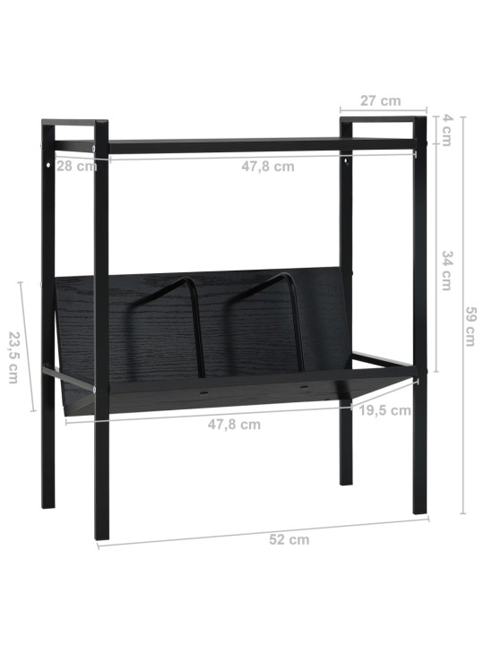 Knihovna se 2 policemi černá 52 x 28 x 59 cm kompozitní dřevo