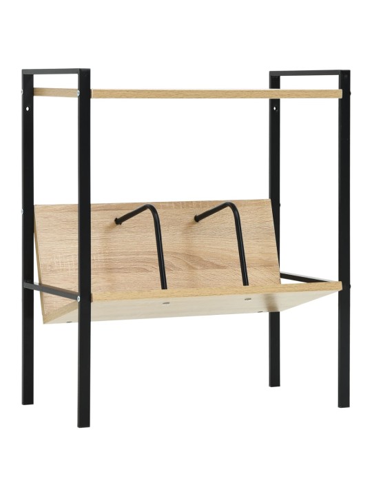 Knihovna se 2 policemi černá a dub 52x28x59 cm kompozitní dřevo