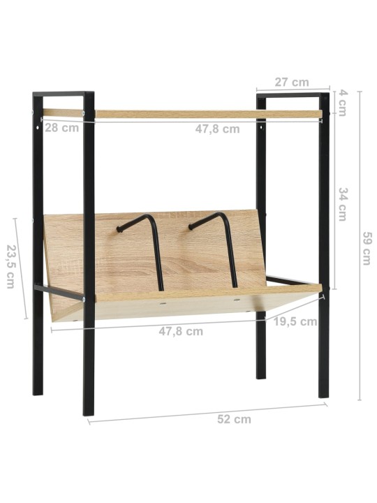 Knihovna se 2 policemi černá a dub 52x28x59 cm kompozitní dřevo