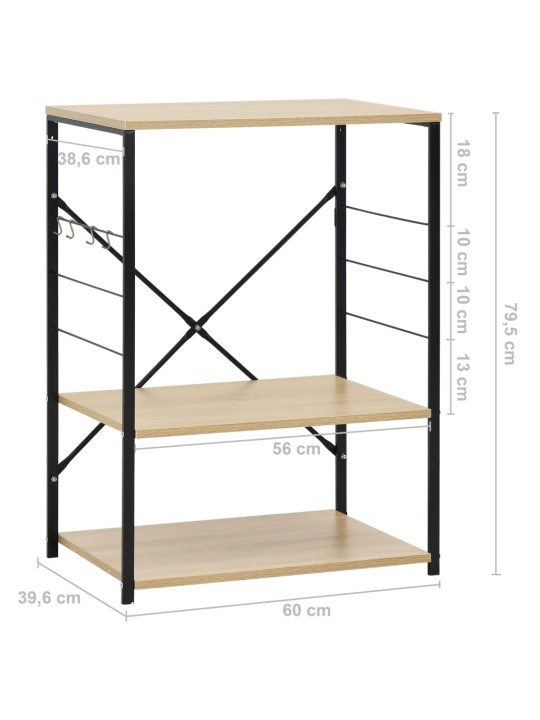 Skříňka na mikrovlnku černá a dub 60 x 39,6 x 79,5 cm kompozit