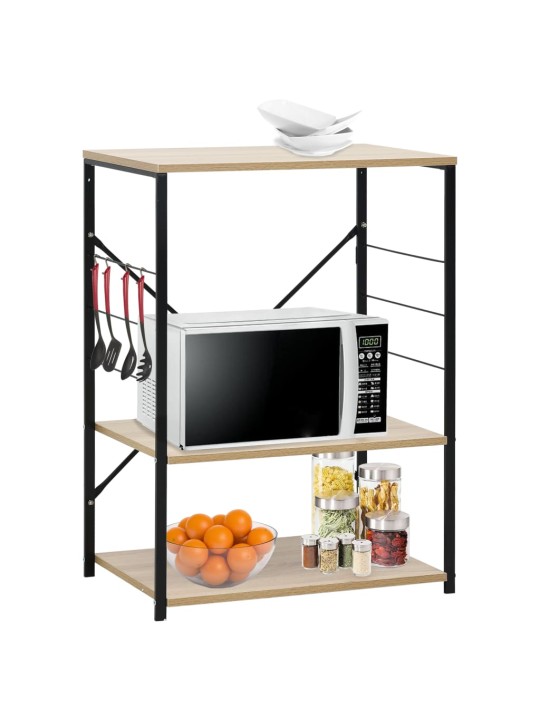Skříňka na mikrovlnku černá a dub 60 x 39,6 x 79,5 cm kompozit