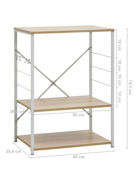 Skříňka na mikrovlnku bílá a dub 60 x 39,6 x 79,5 cm kompozit