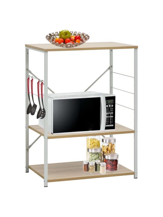 Skříňka na mikrovlnku bílá a dub 60 x 39,6 x 79,5 cm kompozit