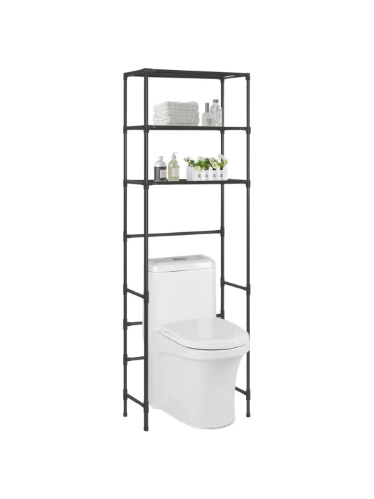 3patrový úložný regál nad WC černý 53 x 28 x 169 cm