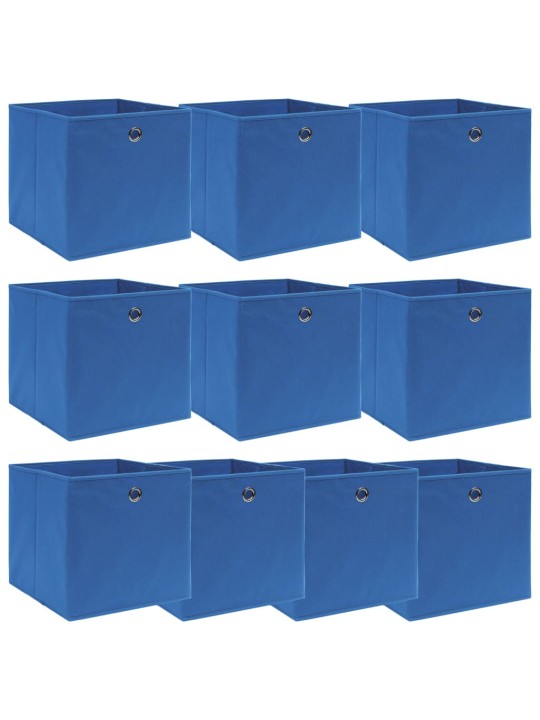 Úložné boxy 10 ks modré 32 x 32 x 32 cm textil