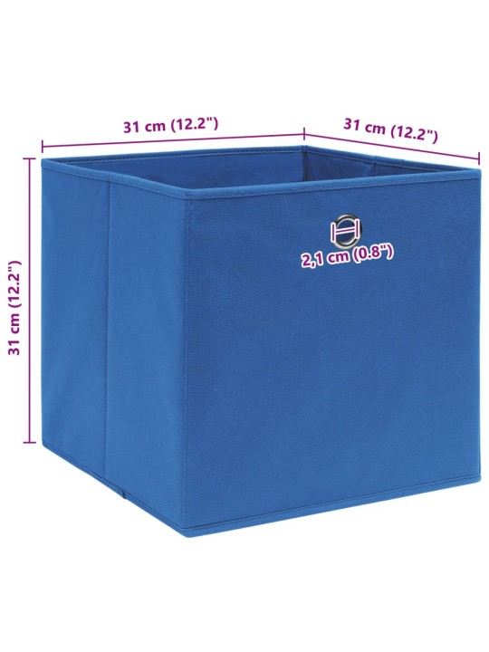 Úložné boxy 10 ks modré 32 x 32 x 32 cm textil
