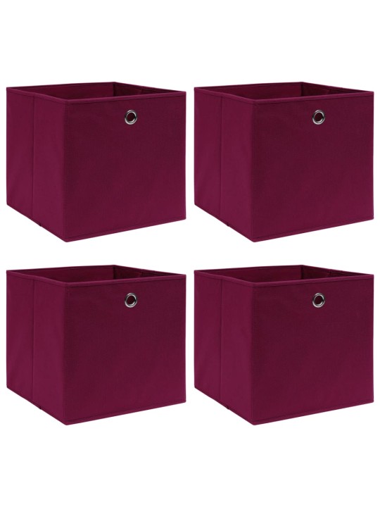 Úložné boxy 4 ks tmavě červené 32 x 32 x 32 cm textil