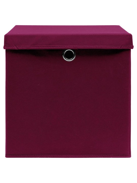 Úložné boxy s víky 4 ks tmavě červené 32 x 32 x 32 cm textil