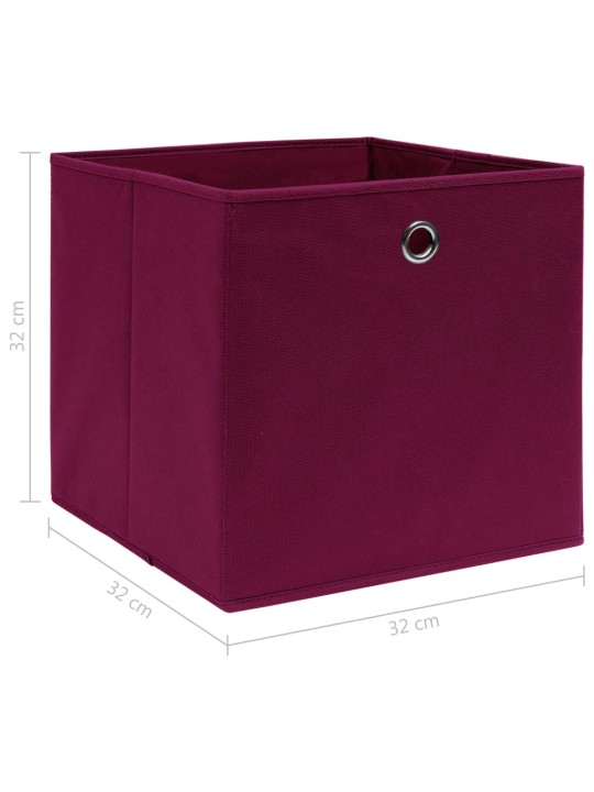Úložné boxy 10 ks tmavě červené 32 x 32 x 32 cm textil