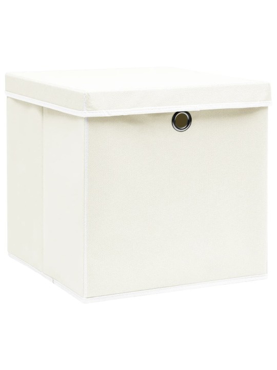 Úložné boxy s víky 4 ks bílé 32 x 32 x 32 cm textil