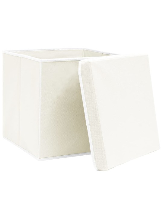 Úložné boxy s víky 4 ks bílé 32 x 32 x 32 cm textil