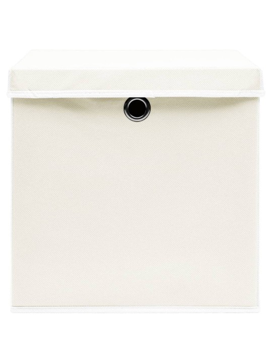 Úložné boxy s víky 4 ks bílé 32 x 32 x 32 cm textil
