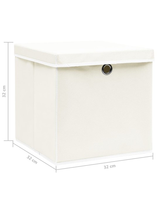 Úložné boxy s víky 4 ks bílé 32 x 32 x 32 cm textil