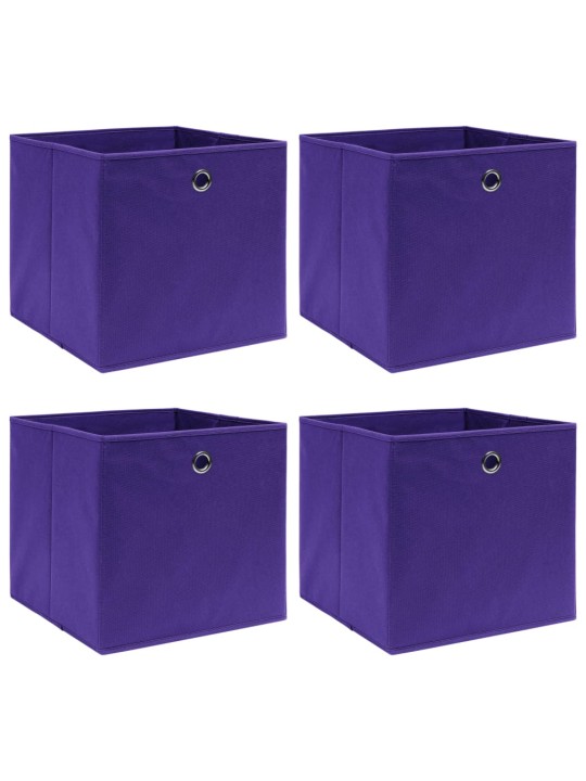 Úložné boxy 4 ks fialové 32 x 32 x 32 cm textil