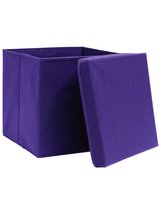 úložné boxy s víky 4 ks fialové 32 x 32 x 32 cm textil