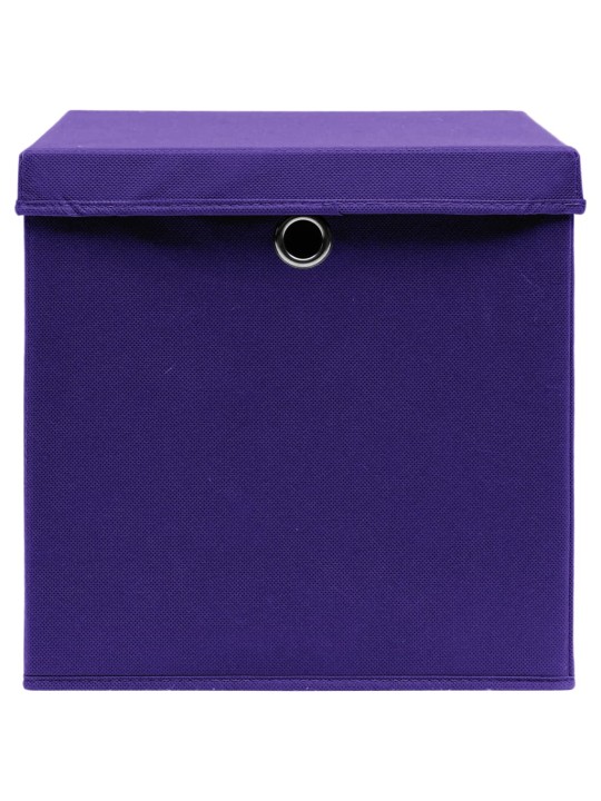úložné boxy s víky 4 ks fialové 32 x 32 x 32 cm textil