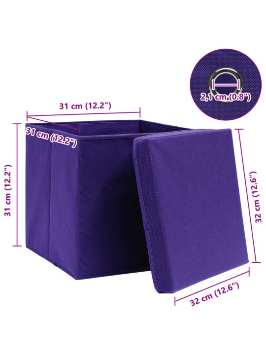úložné boxy s víky 4 ks fialové 32 x 32 x 32 cm textil
