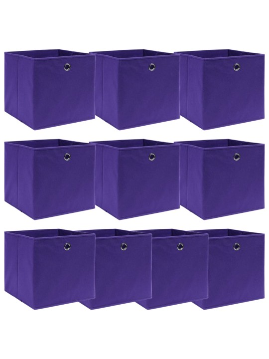 Úložné boxy 10 ks fialové 32 x 32 x 32 cm textil
