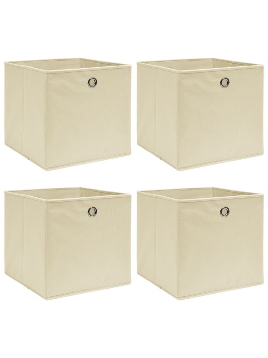 Úložné boxy 4 ks krémové 32 x 32 x 32 cm textil