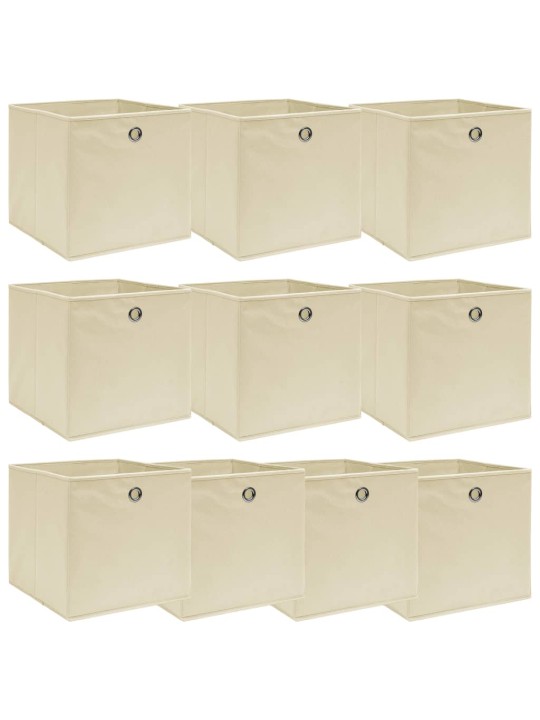 Úložné boxy 10 ks krémové 32 x 32 x 32 cm textil