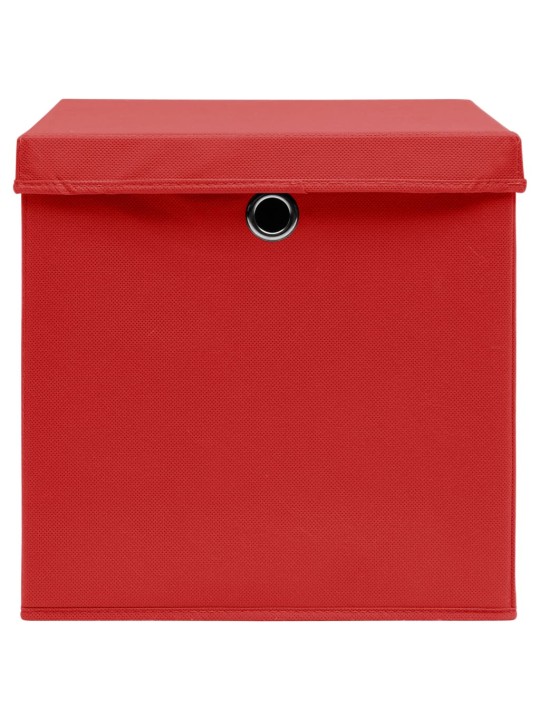 Úložné boxy s víky 4 ks červené 32 x 32 x 32 cm textil