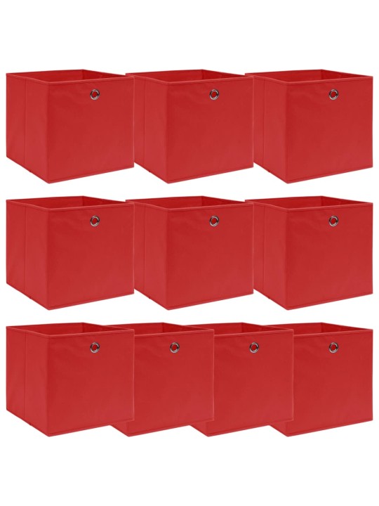 Úložné boxy 10 ks červené 32 x 32 x 32 cm textil