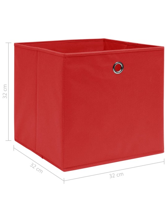 Úložné boxy 10 ks červené 32 x 32 x 32 cm textil