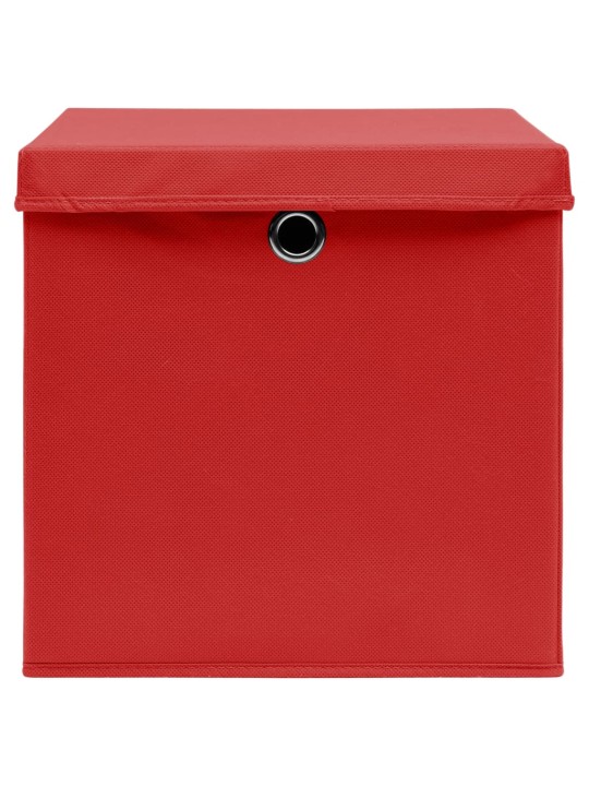 Úložné boxy s víky 10 ks červené 32 x 32 x 32 cm textil