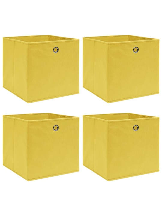 Úložné boxy 4 ks žluté 32 x 32 x 32 cm textil