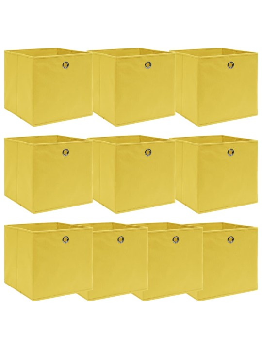 Úložné boxy 10 ks žluté 32 x 32 x 32 cm textil