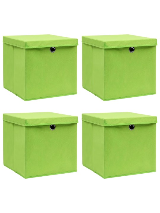 Úložné boxy s víky 4 ks zelené 32 x 32 x 32 cm textil