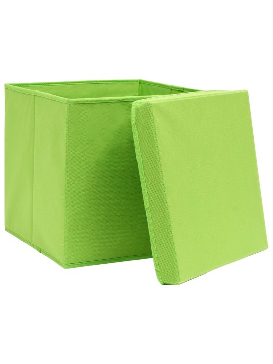 Úložné boxy s víky 4 ks zelené 32 x 32 x 32 cm textil