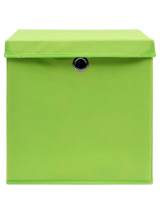 Úložné boxy s víky 4 ks zelené 32 x 32 x 32 cm textil